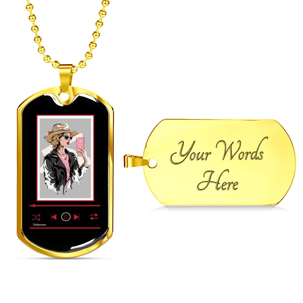 Musician Necklace Cowgirl Personalized Engraved Gold Dog Tag Necklace Custom Na